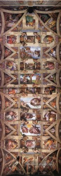 Plafond de la Chapelle Sixtine Haute Renaissance Michel Ange Peinture à l'huile